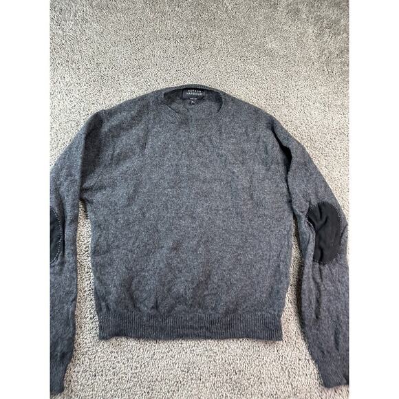 Hutson Harbour Sweater Mens XL Gray Lambswool Elbow Patch Pullover FLAW - Picture 3 of 12